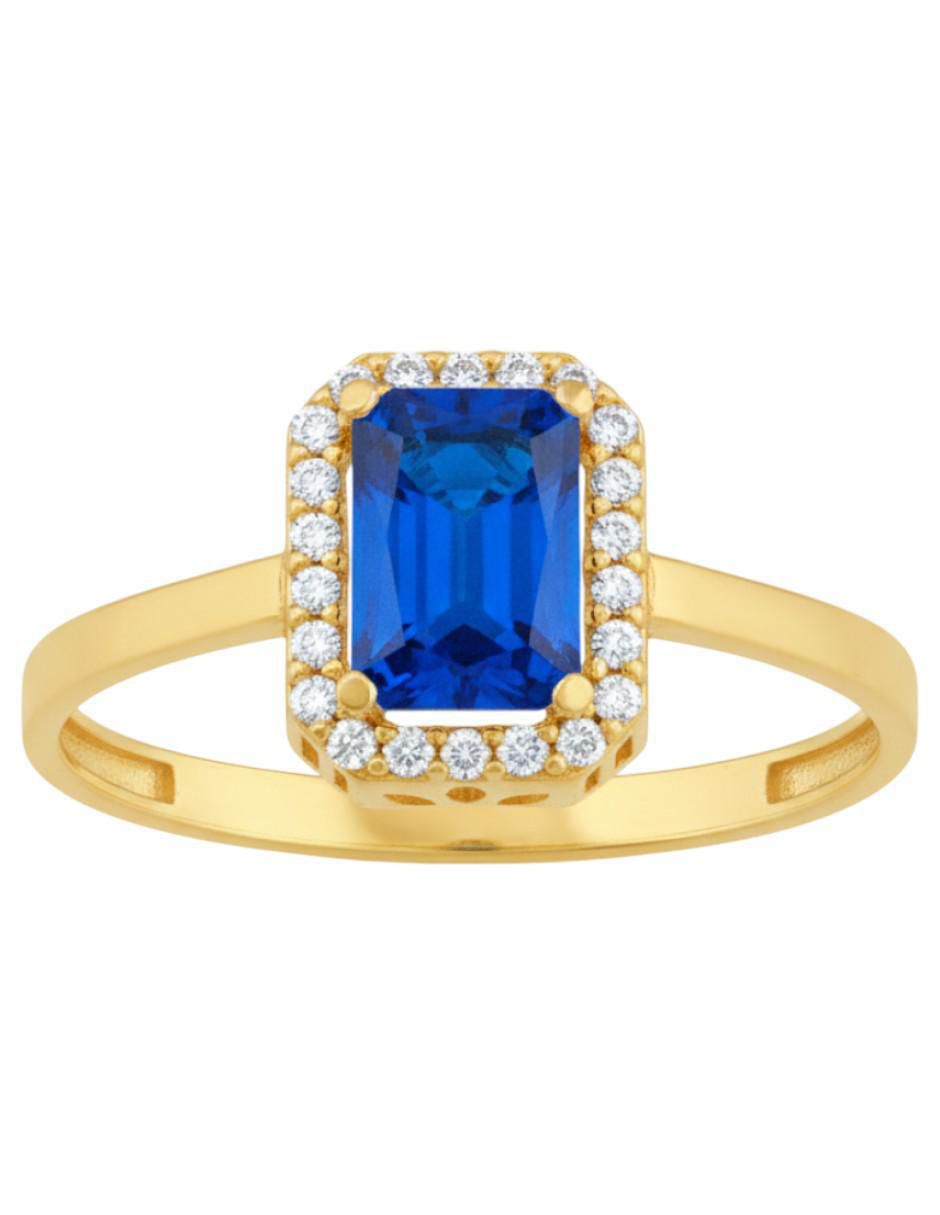 Anillo octagonal 10 k de oro zirconia brillante 2