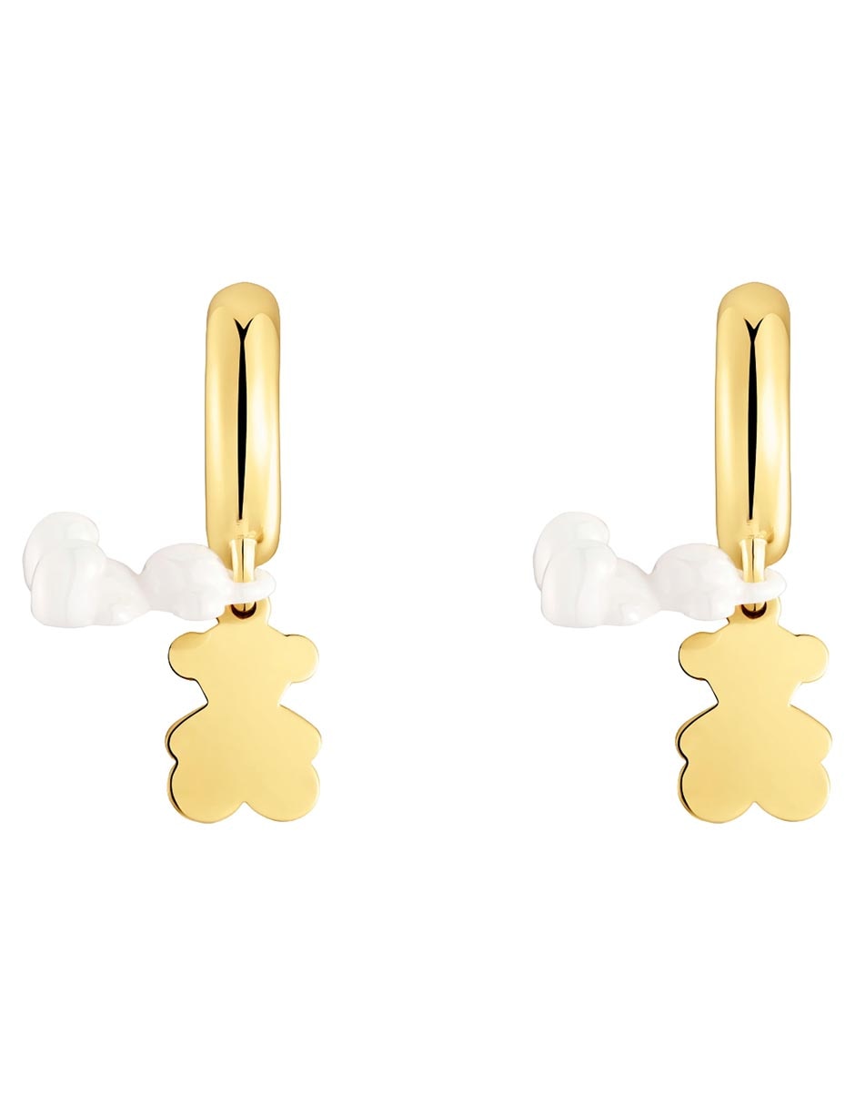 Aretes cortos de oso Bold Bear de plata P 925 con acabado baño de oro Aretes cortos de oso Bold Bear de plata P 925 con acabado baño de oro