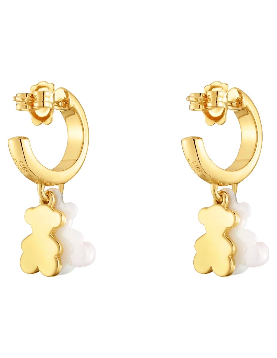 Aretes cortos de oso Bold Bear de plata P 925 con acabado baño de oro 2