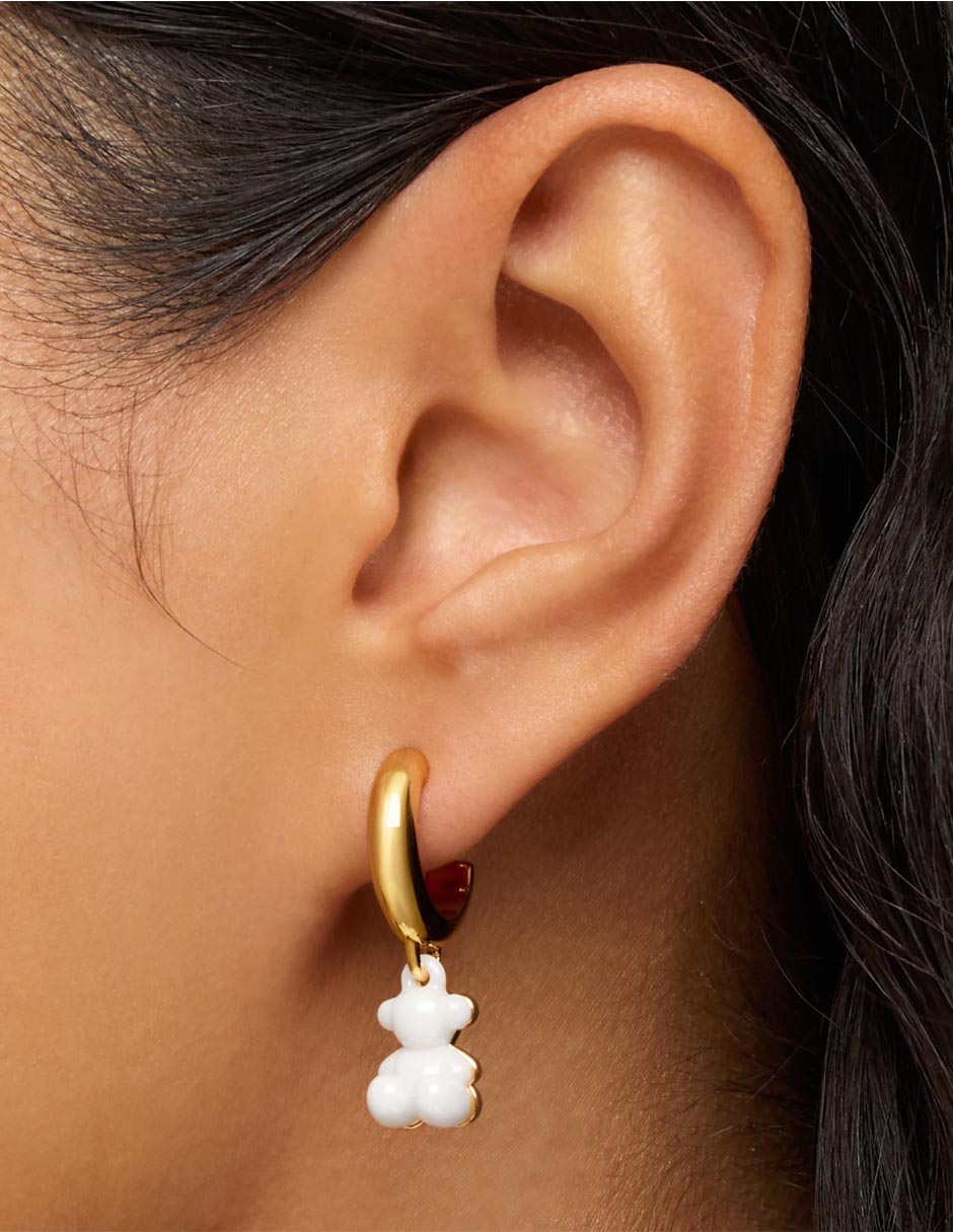 Aretes cortos de oso Bold Bear de plata P 925 con acabado baño de oro 6