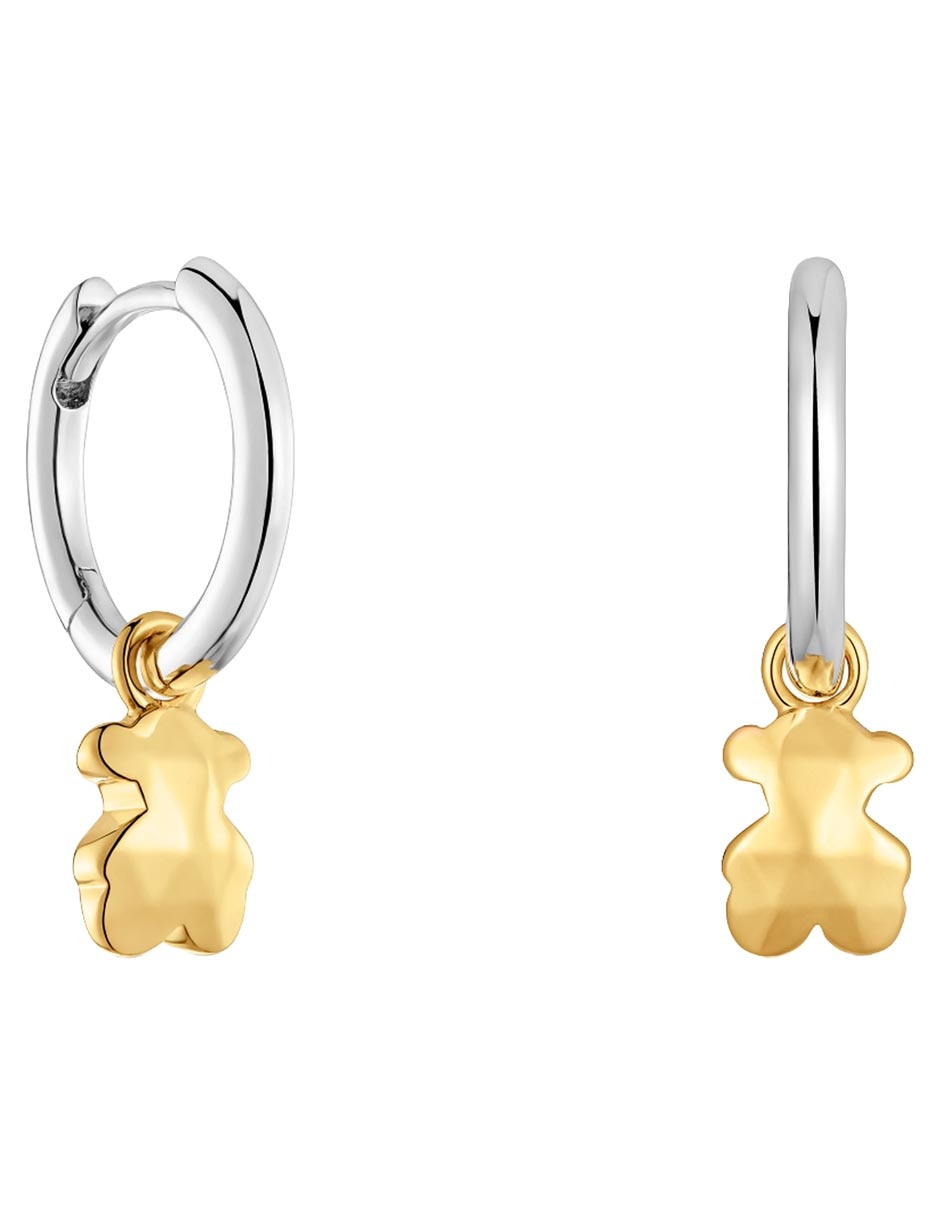 Arete corto de oso Icon Metal plata P 925 con acabado baño de oro