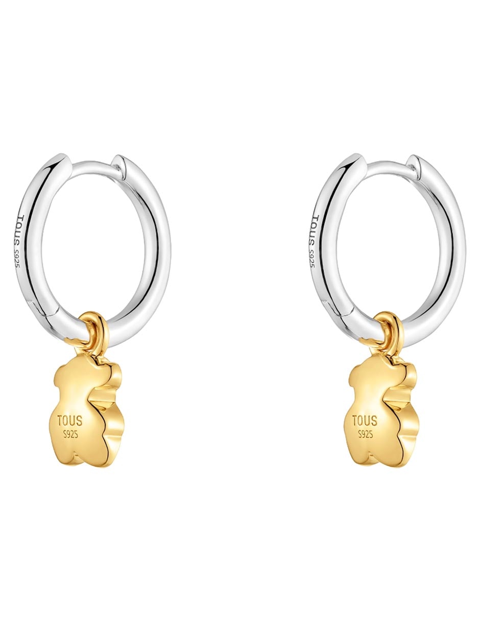 Arete corto de oso Icon Metal plata P 925 con acabado baño de oro 3