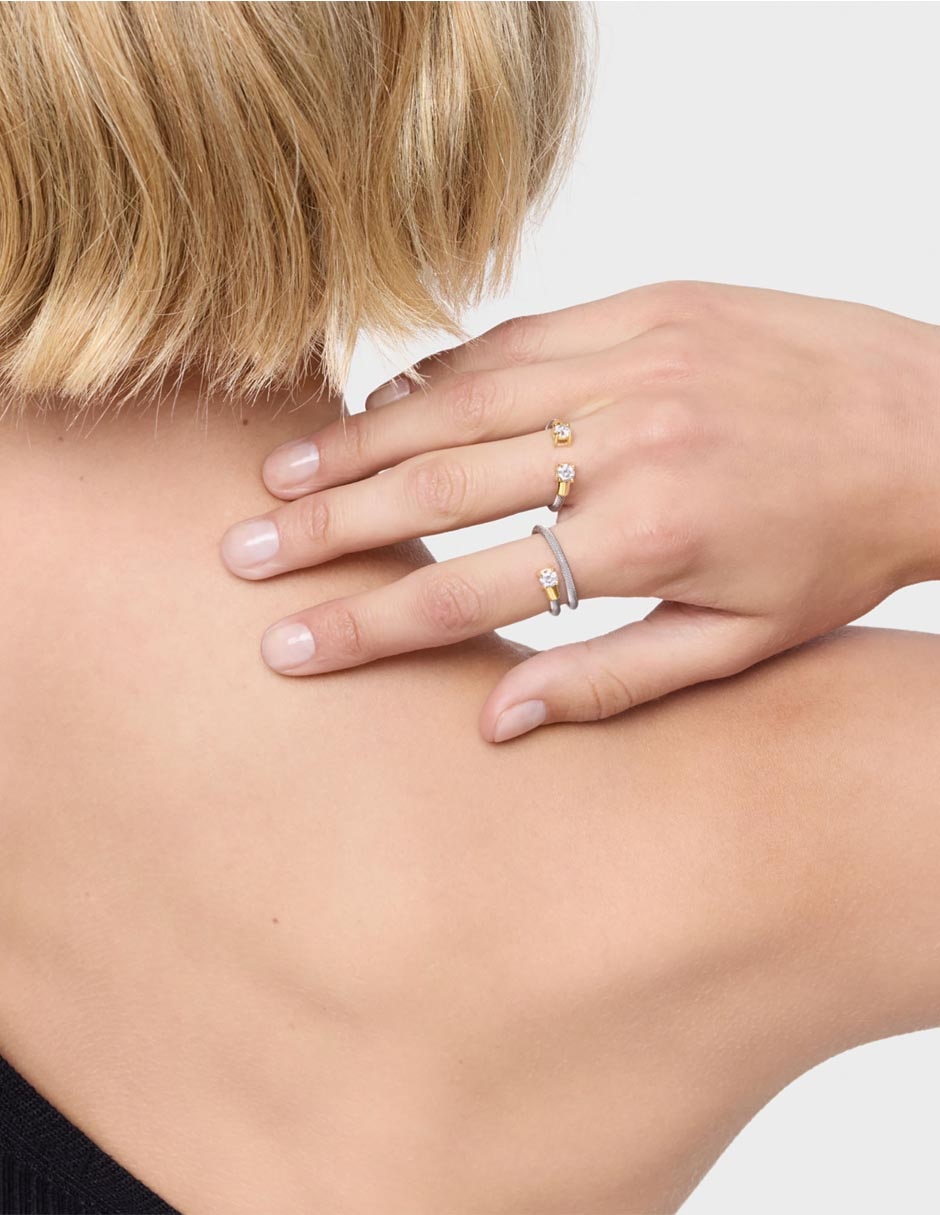 Anillo Mesh LGD 14 k de oro diamante brillante 5