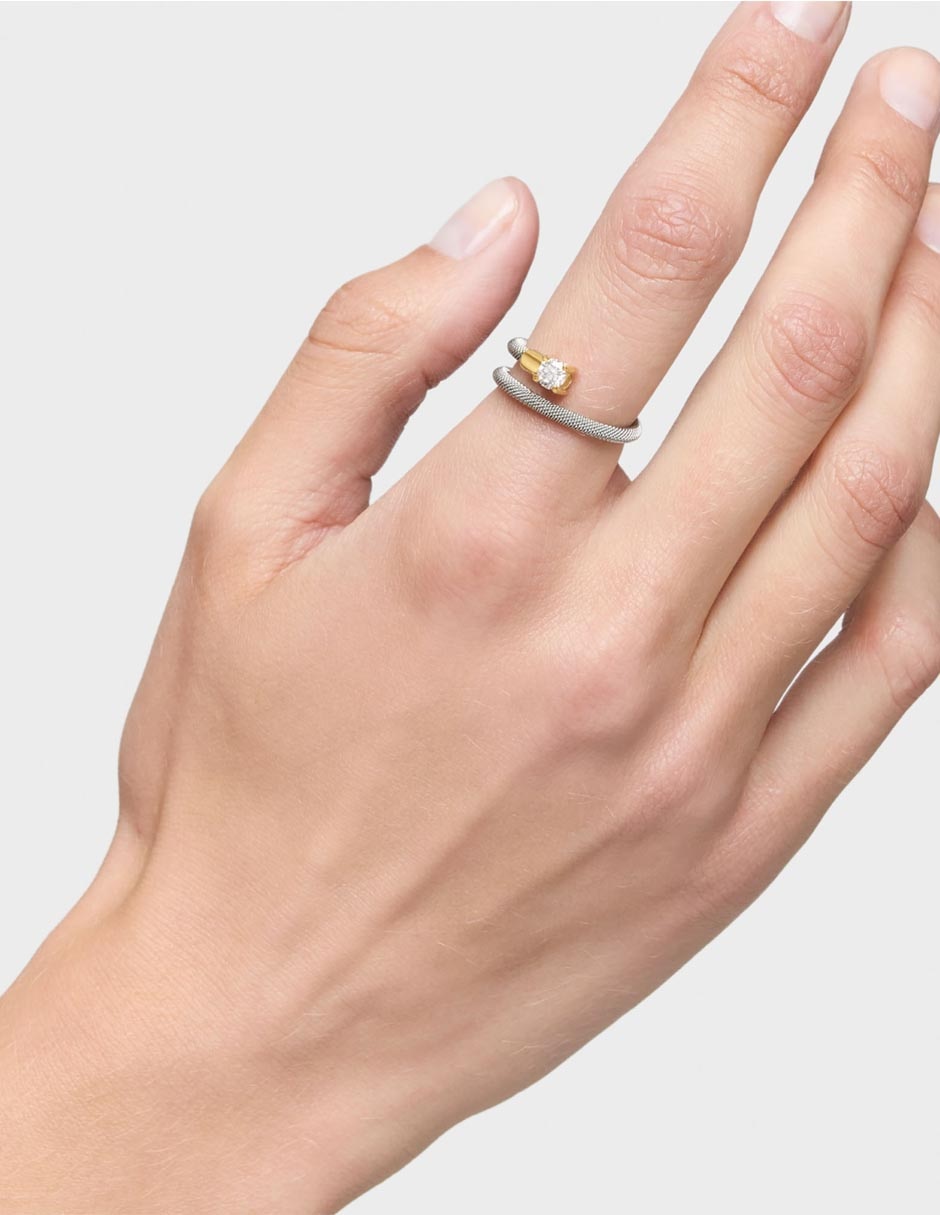 Anillo Mesh LGD 14 k de oro diamante brillante 6