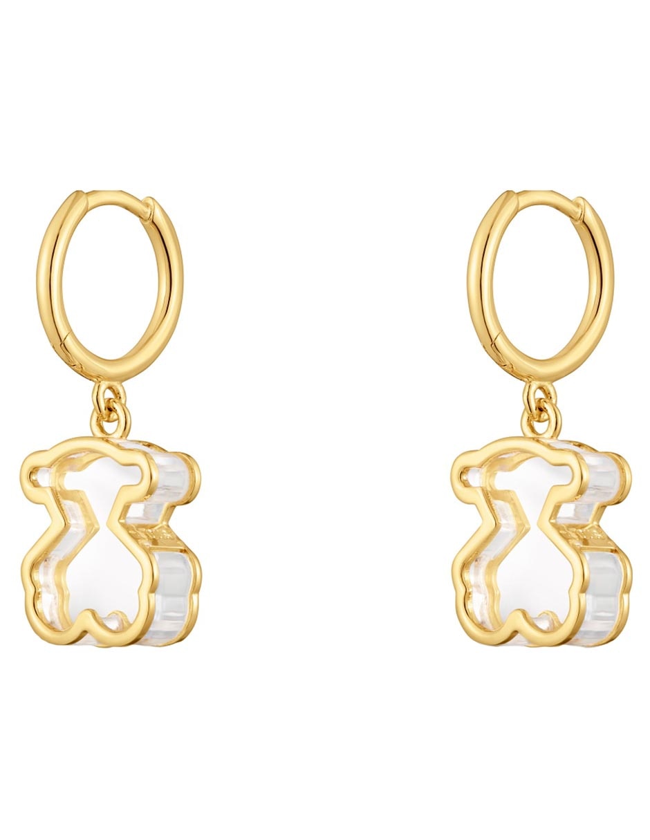 Aretes cortos de oso Galaxy de plata P 925 con acabado baño de oro 3