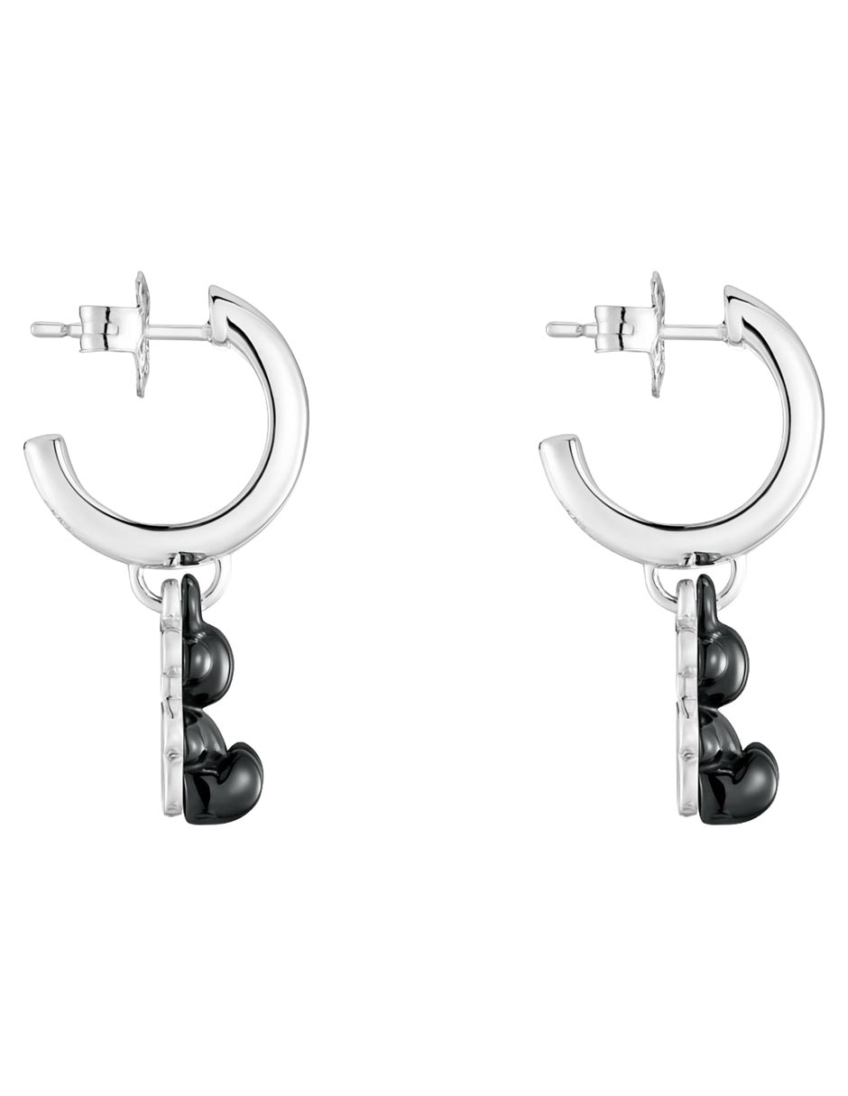 Aretes cortos de oso Bold Bear de plata con acabado brillante 2
