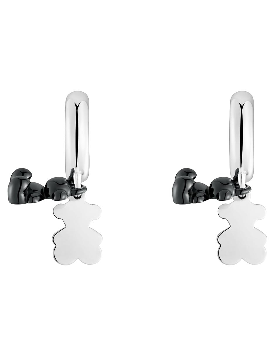 Aretes cortos de oso Bold Bear de plata con acabado brillante 4