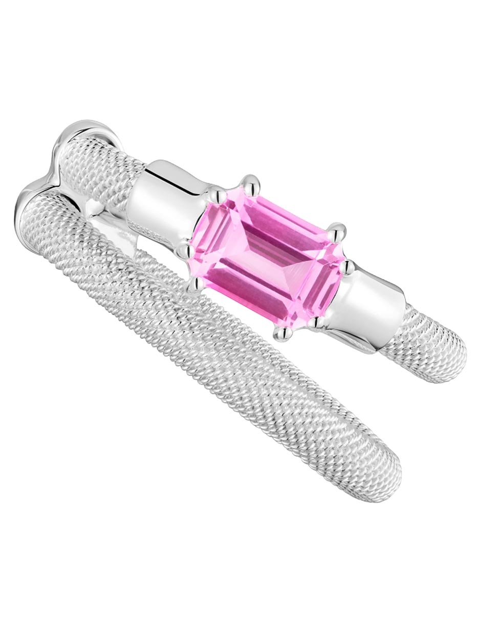 Aretes ear cuff Mesh LGG de plata P 925 con acabado brillante zafiro rosa