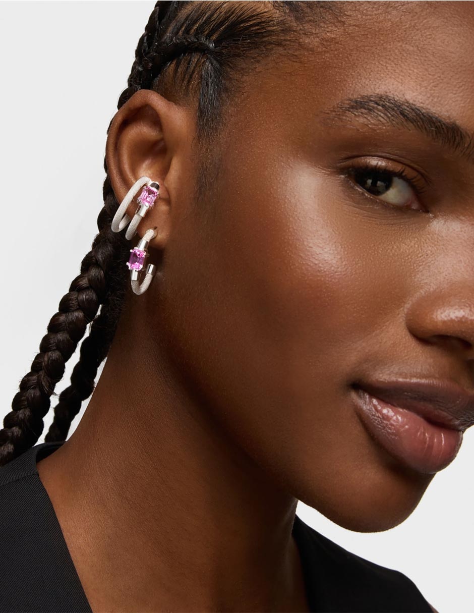 Aretes ear cuff Mesh LGG de plata P 925 con acabado brillante zafiro rosa 4