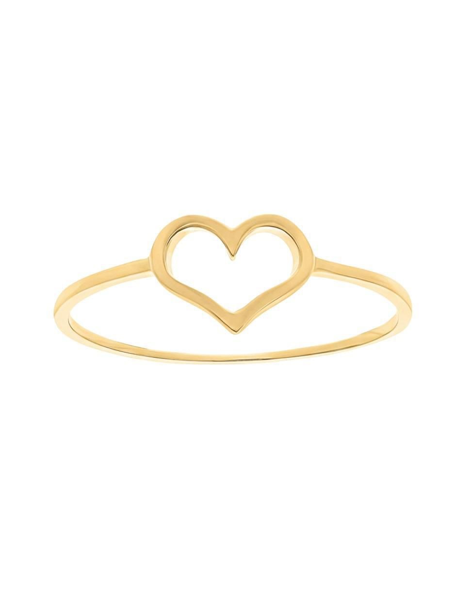 Anillo de corazón 10 k de oro brillante 2