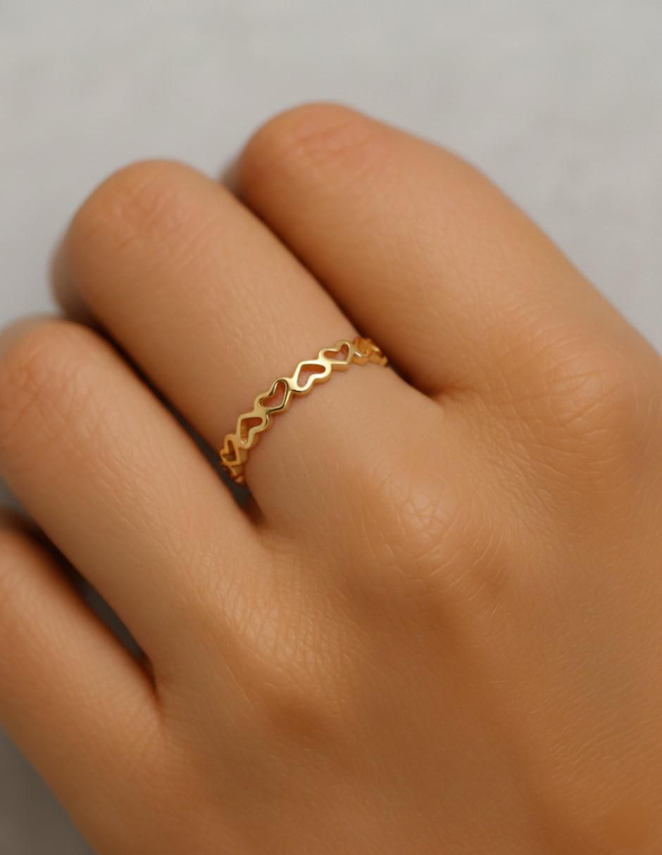 Anillo de corazón 10 k de oro brillante 4