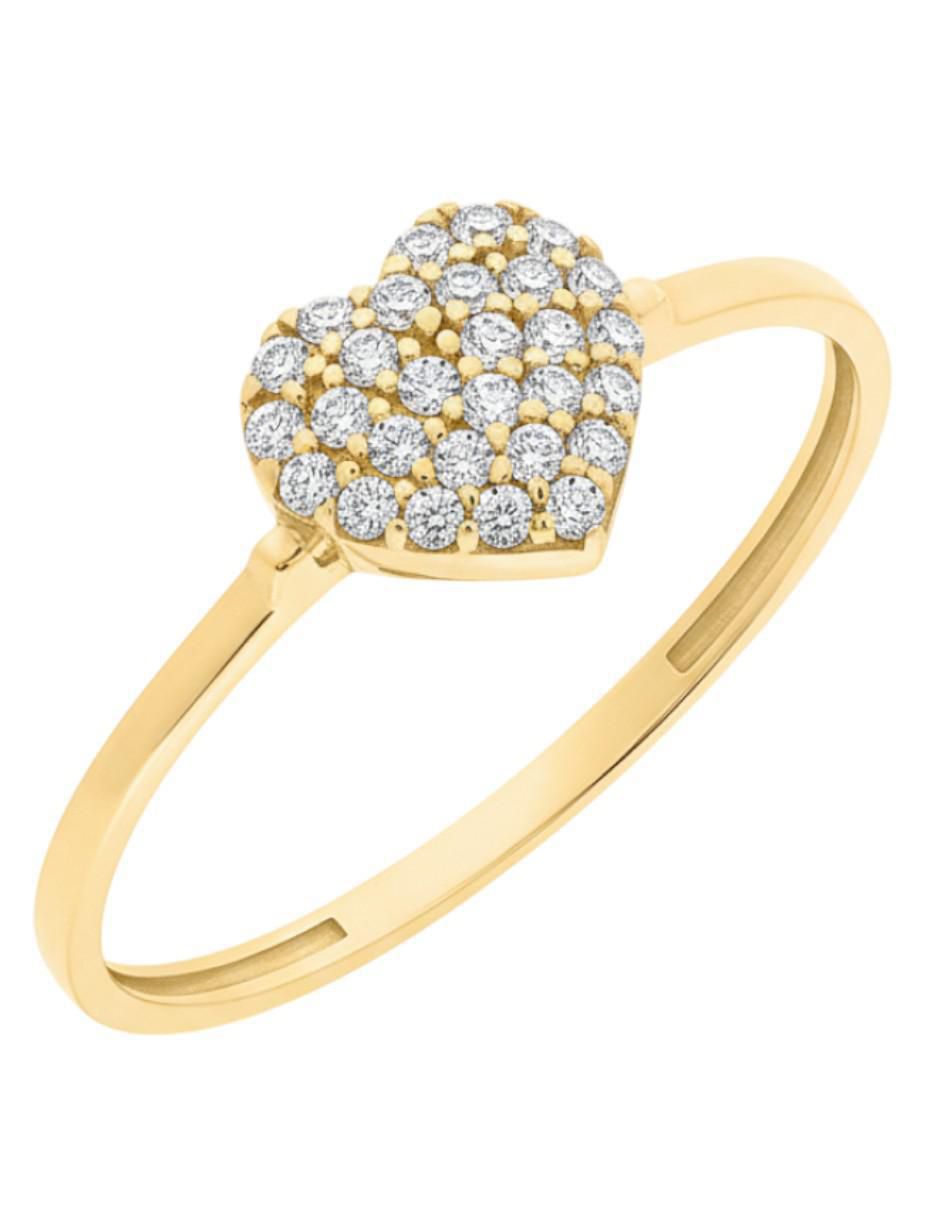 Anillo de corazón 10 k de oro zirconia brillante