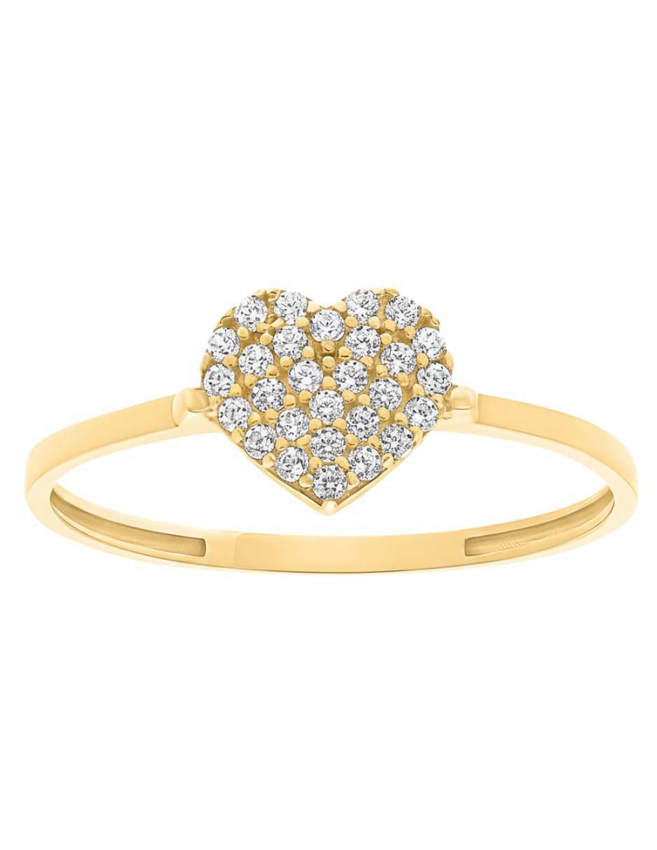 Anillo de corazón 10 k de oro zirconia brillante 2