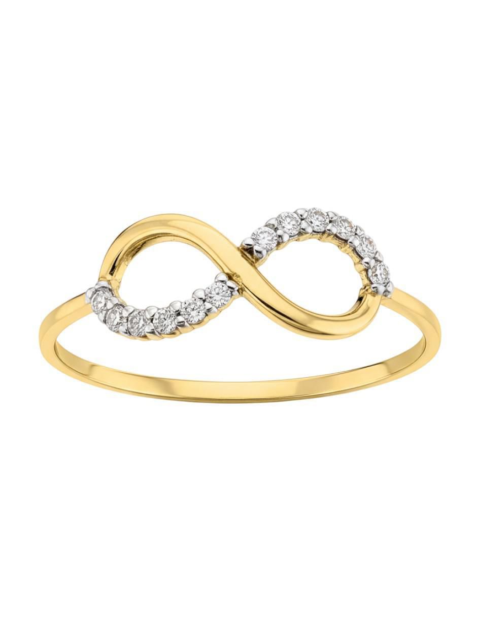 Anillo de infinito 10 k de oro zirconia brillante 2