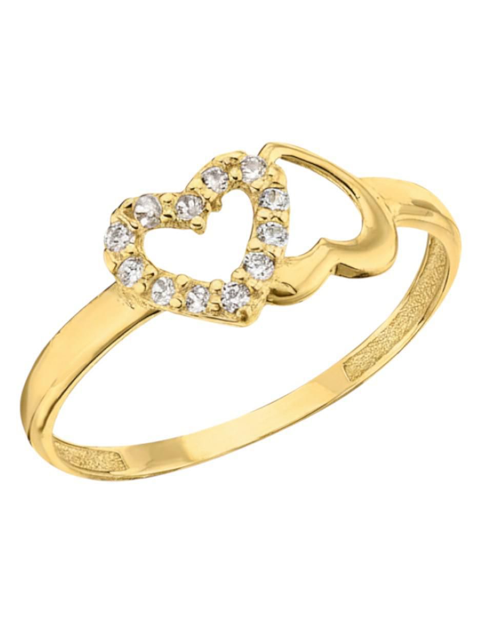 Anillo de corazón 10 k de oro zirconia brillante