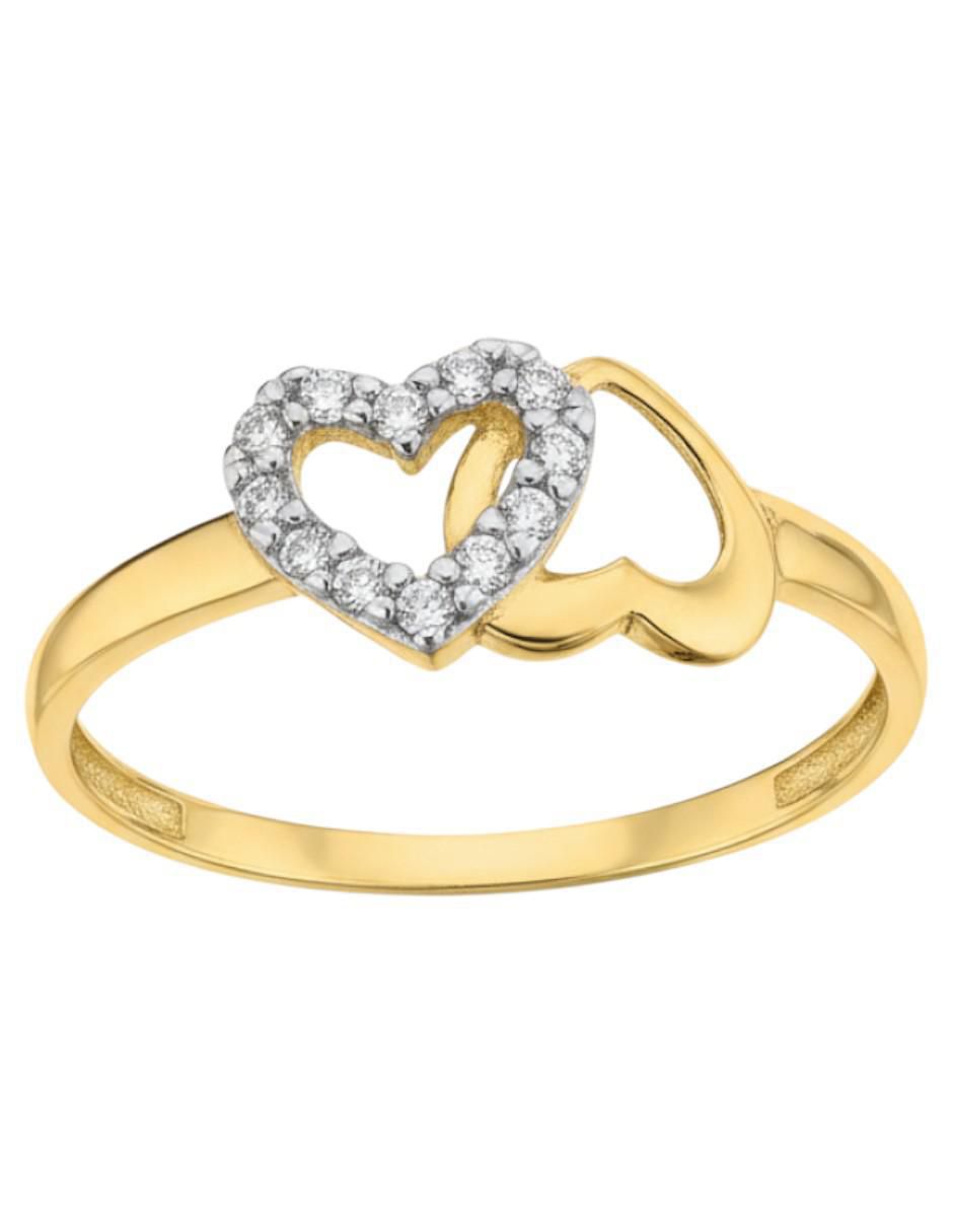 Anillo de corazón 10 k de oro zirconia brillante 2