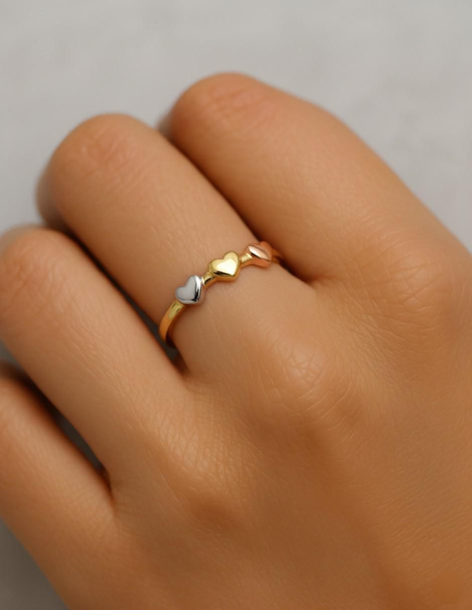 Anillo de corazón 10 k de oro brillante 4
