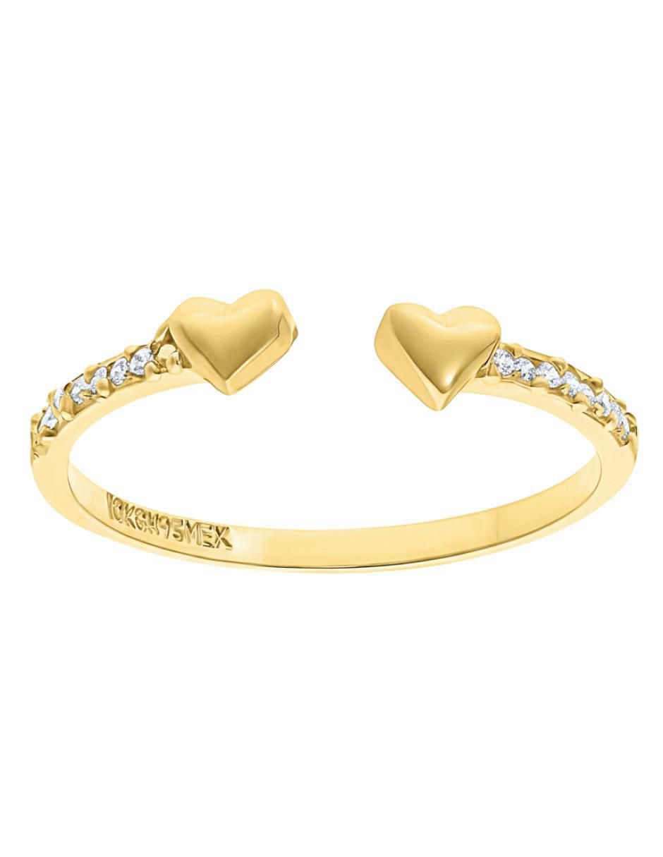 Anillo de corazón 10 k de oro zirconia brillante 2