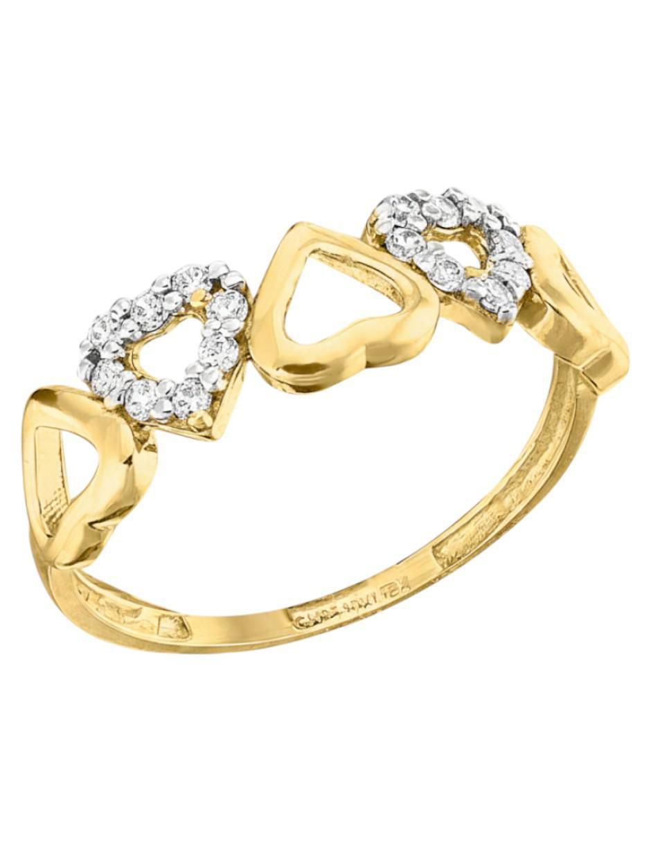 Anillo de corazón 10 k de oro zirconia brillante 5