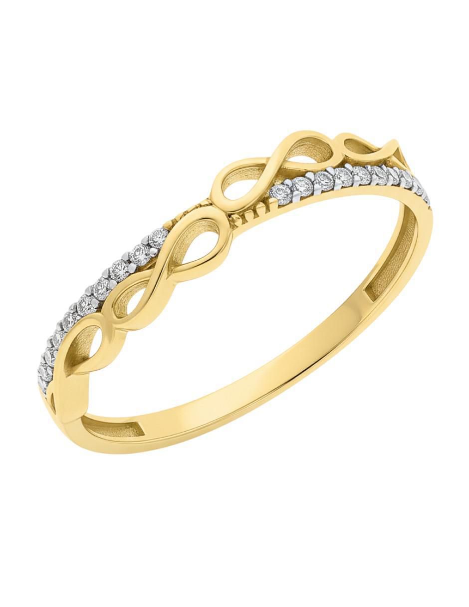Anillo de infinito 10 k de oro zirconia brillante