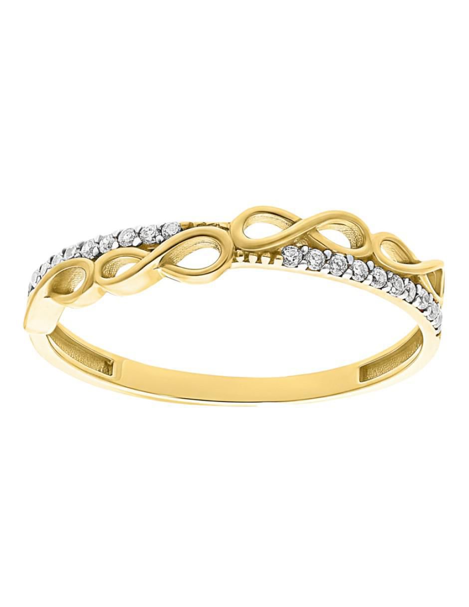 Anillo de infinito 10 k de oro zirconia brillante 2