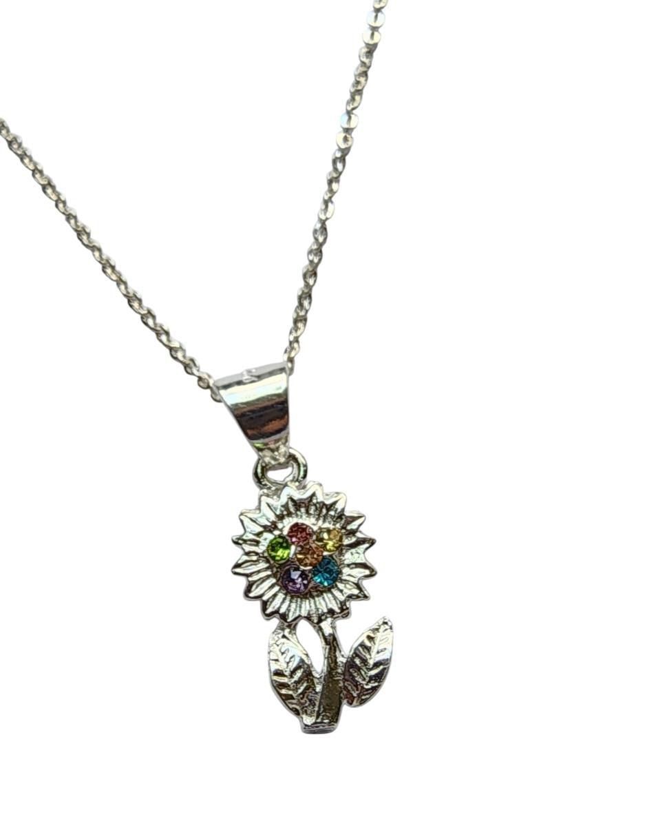 Collar con dije de flor de plata P 925 2