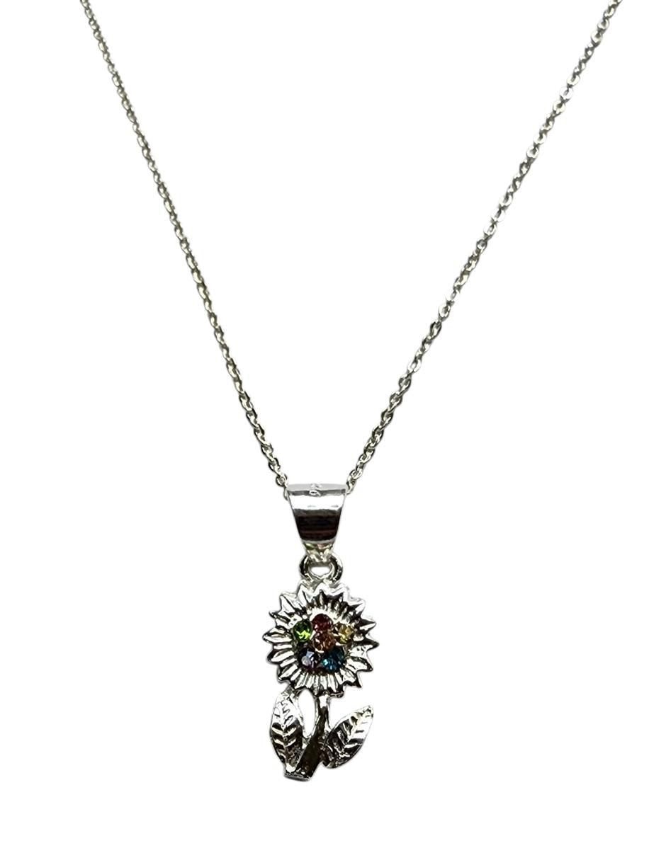 Collar con dije de flor de plata P 925 4