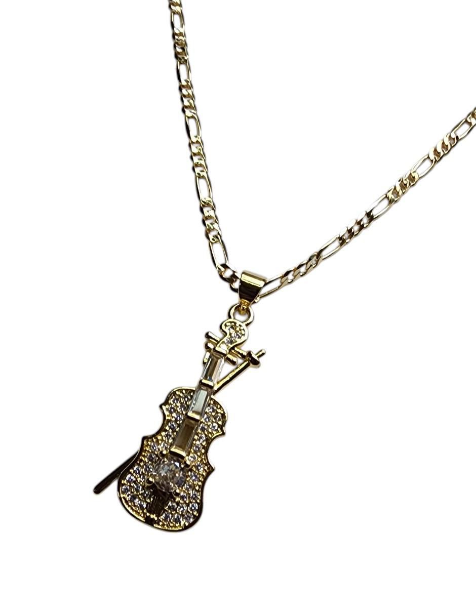 Collar con dije Violín de oro laminado 14 K 2