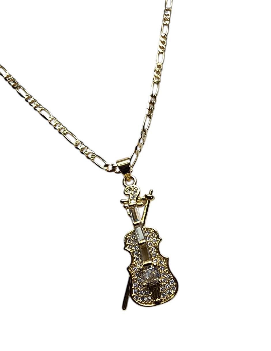 Collar con dije Violín de oro laminado 14 K 3