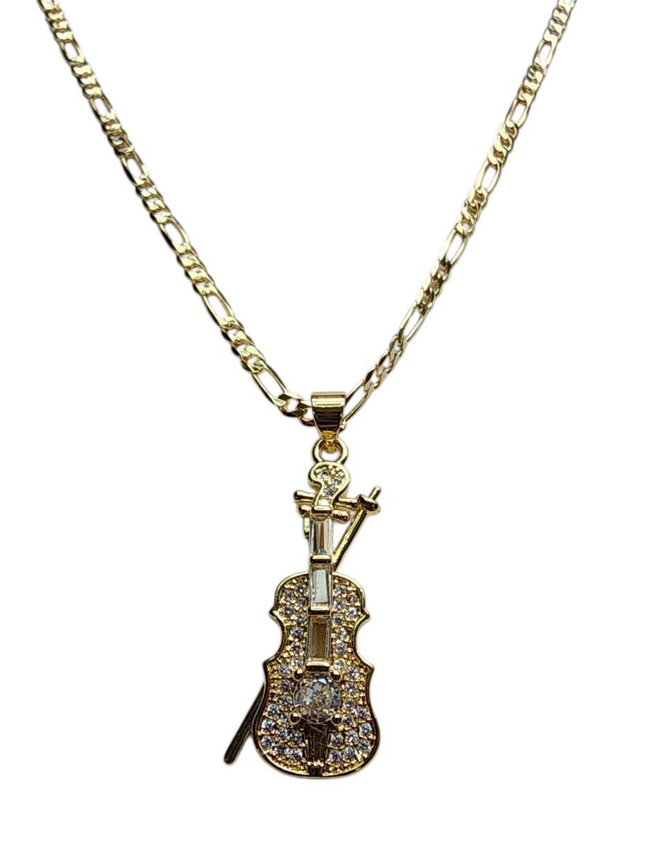 Collar con dije Violín de oro laminado 14 K 4