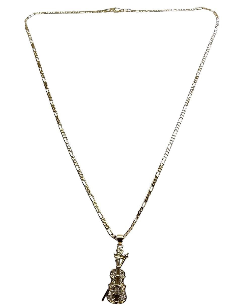 Collar con dije Violín de oro laminado 14 K 5
