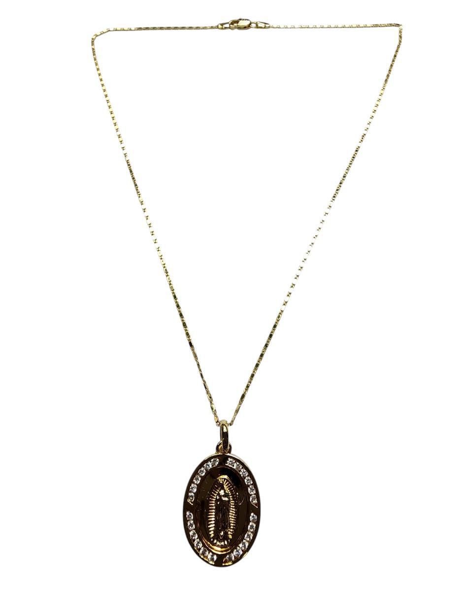 Collar con dije de virgen de oro laminado 14 K 4