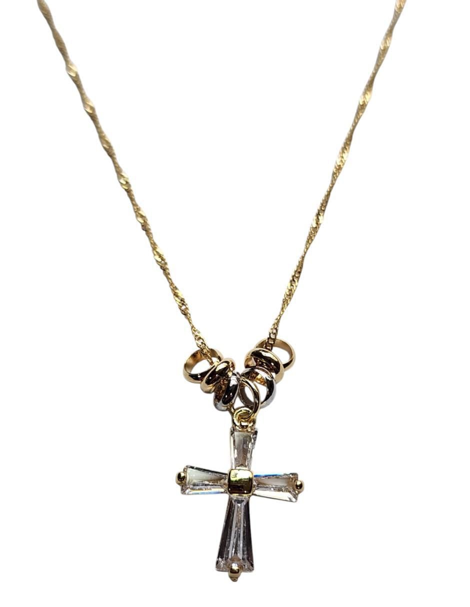 Collar con dije de cruz de oro laminado 14 K Collar con dije de cruz de oro laminado 14 K