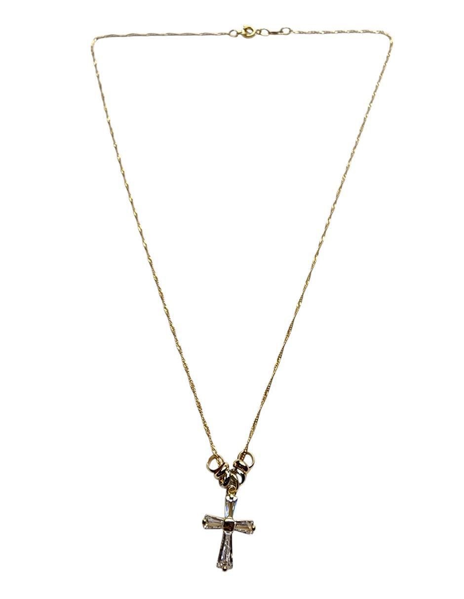 Collar con dije de cruz de oro laminado 14 K 4