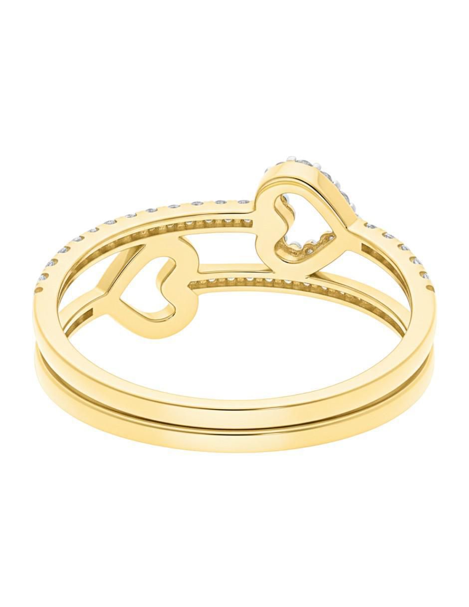 Anillo de corazón 10 k de oro zirconia brillante 3
