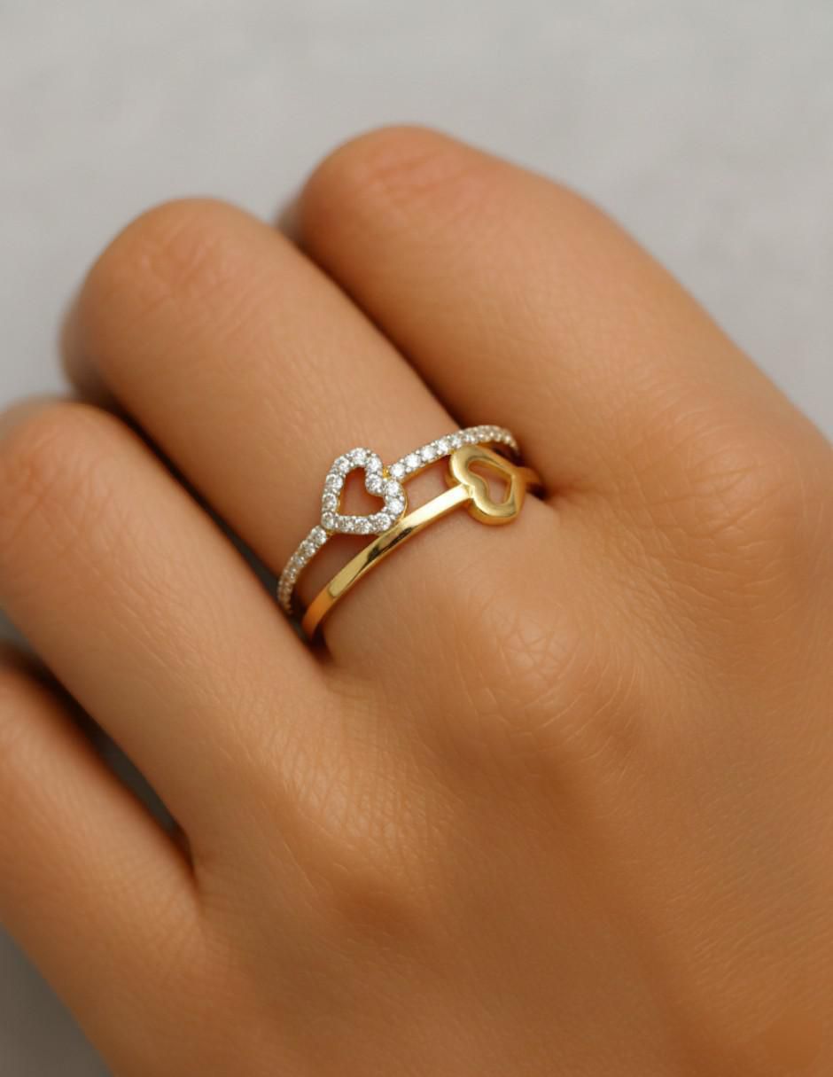 Anillo de corazón 10 k de oro zirconia brillante 4