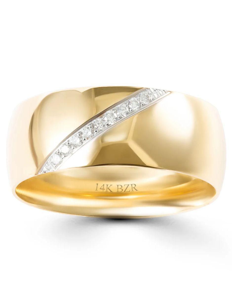 Argolla de oro amarillo 14 k diamante