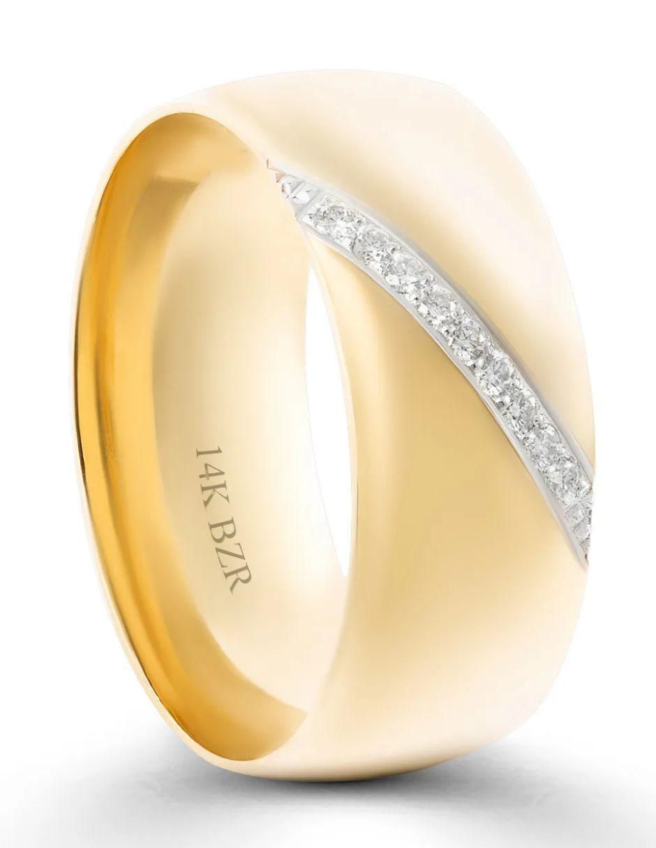 Argolla de oro amarillo 14 k diamante 2