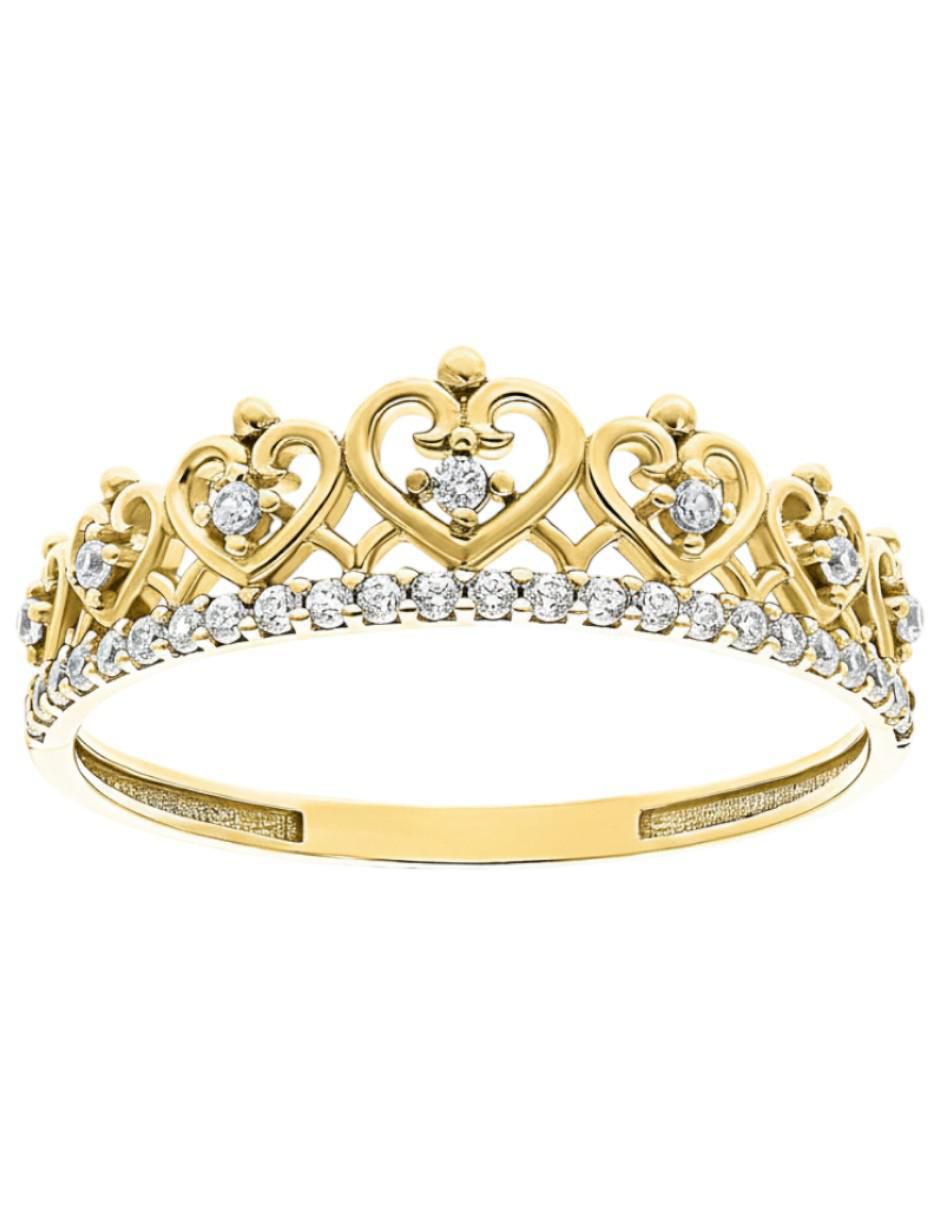 Anillo de corona 10 k de oro zirconia brillante 2