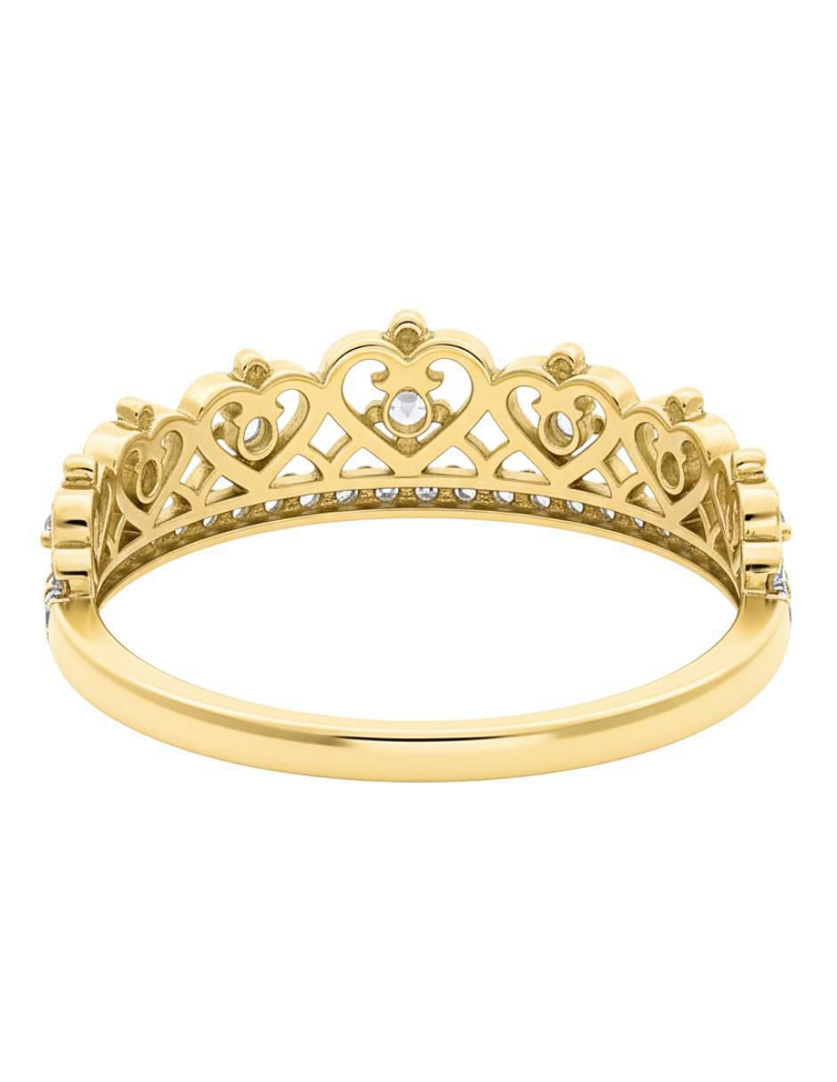 Anillo de corona 10 k de oro zirconia brillante 3