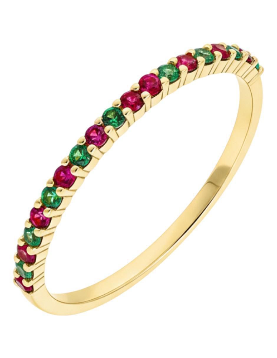 Anillo circular 10 k de oro zirconia brillante
