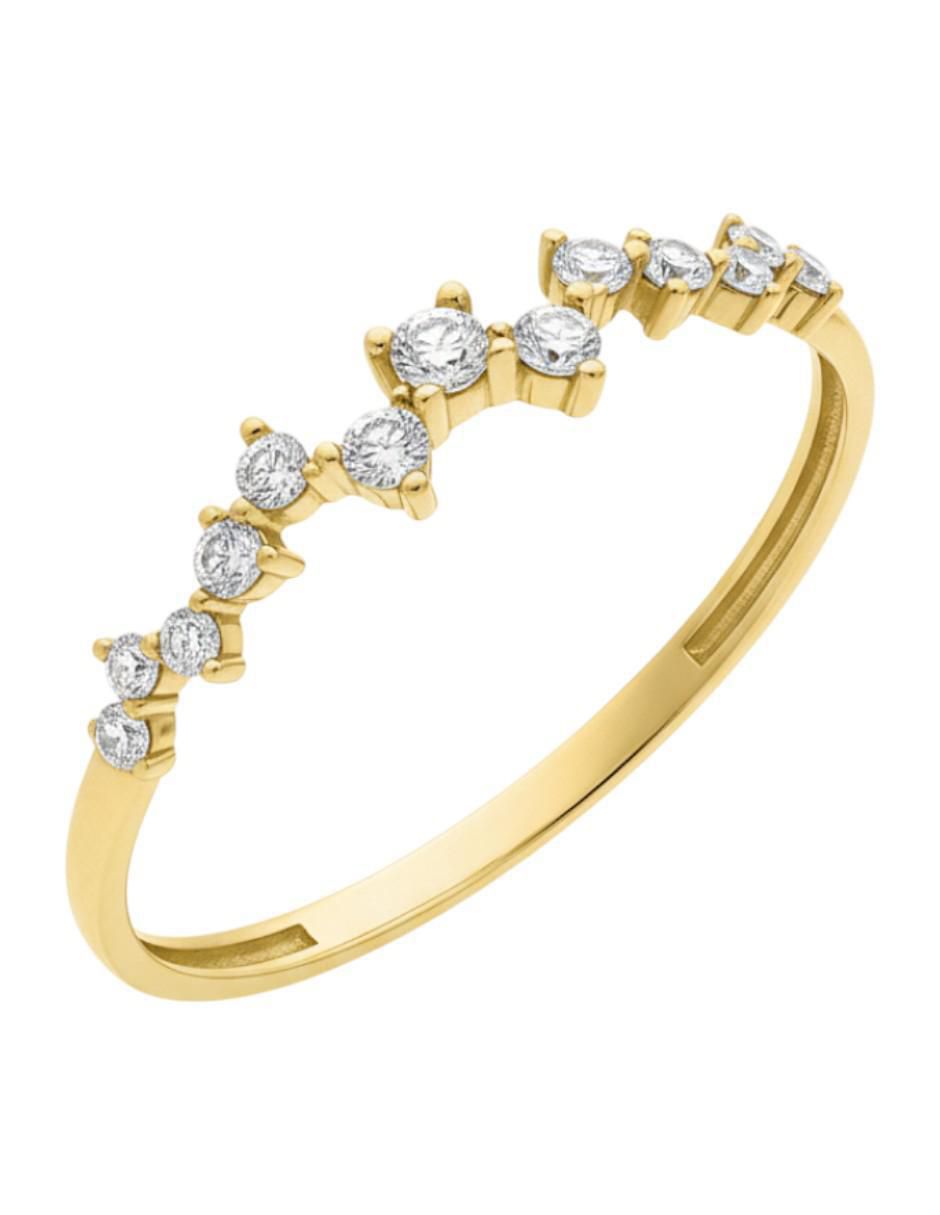 Anillo circular 10 k de oro zirconia brillante
