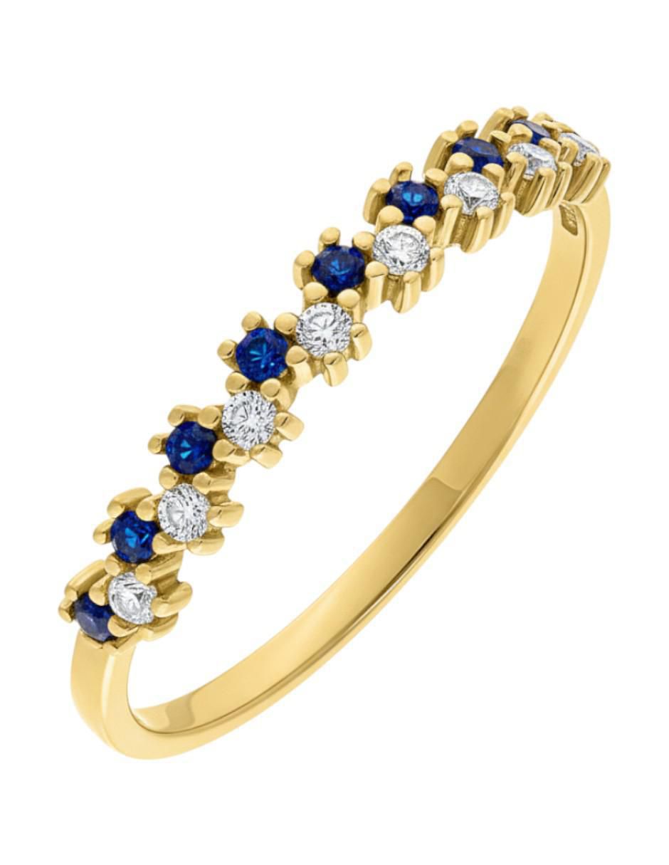 Anillo circular 10 k de oro zirconia brillante