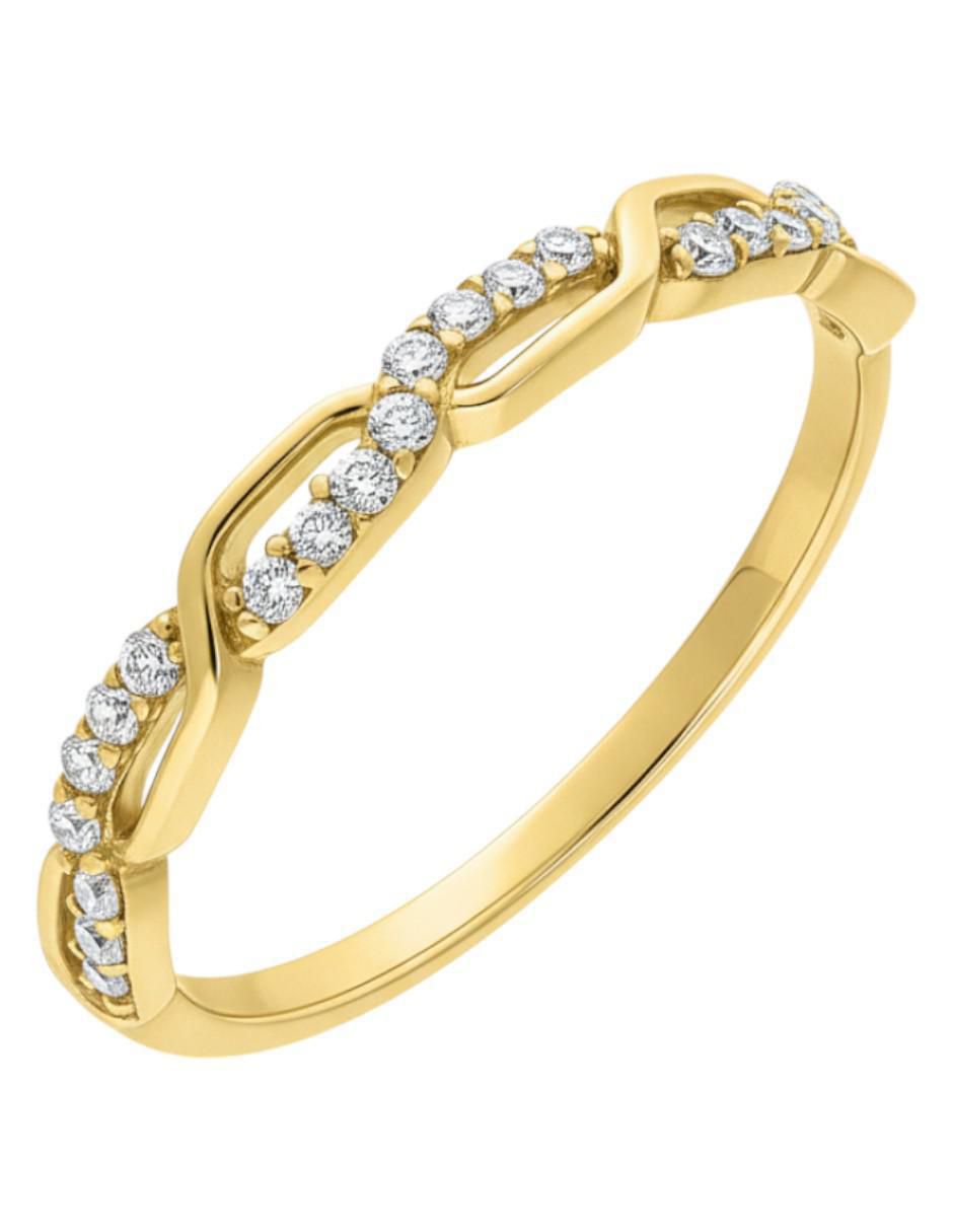Anillo circular 10 k de oro zirconia brillante