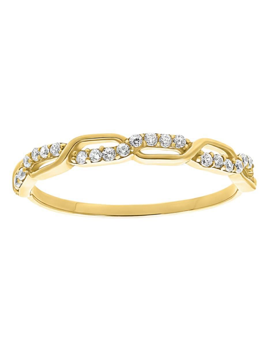 Anillo circular 10 k de oro zirconia brillante 2
