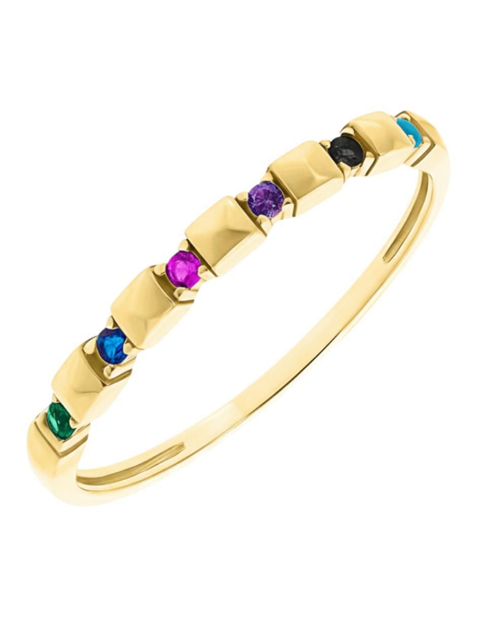 Anillo circular 10 k de oro zirconia brillante