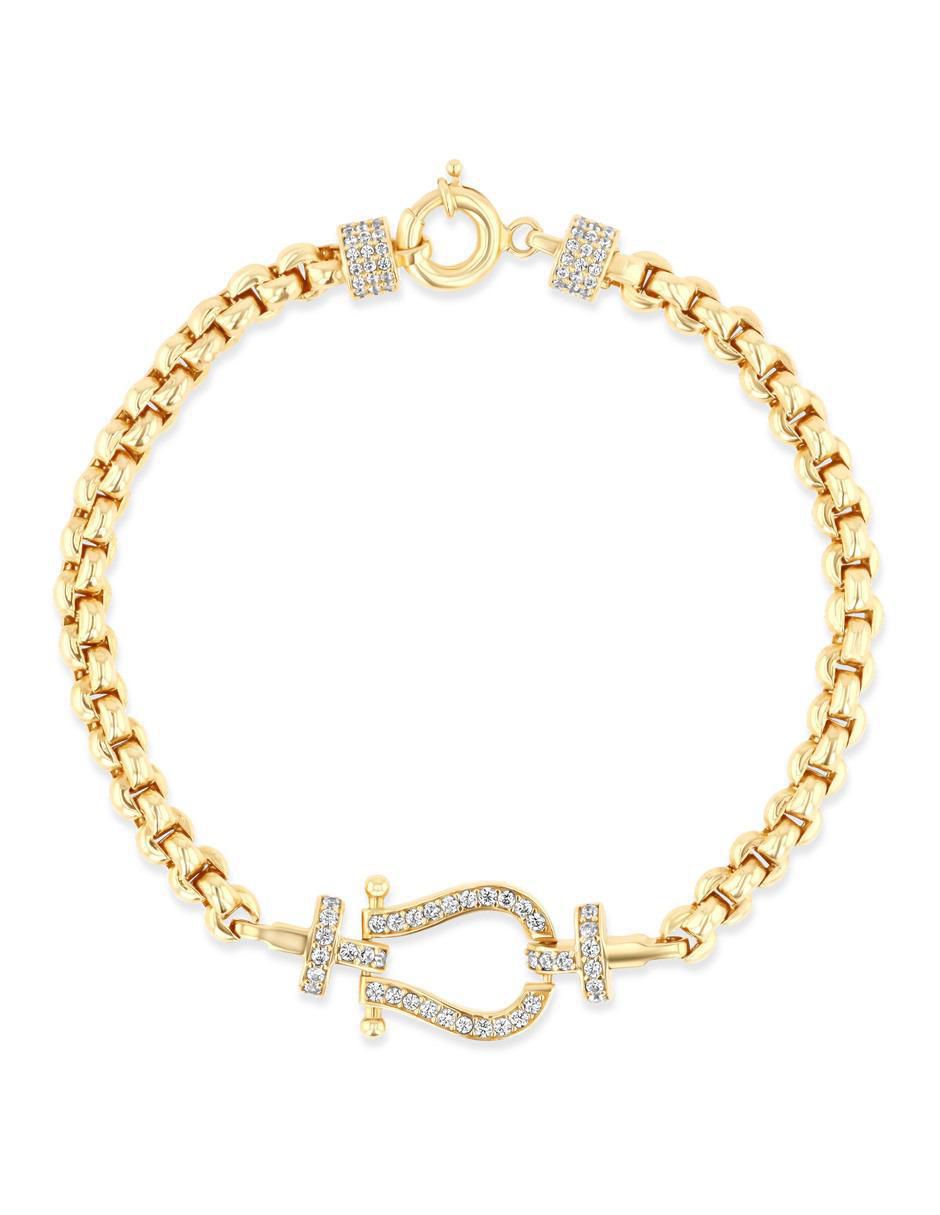 Pulsera de oro amarillo con zirconia 14 k acabado brillante Pulsera de oro amarillo con zirconia 14 k acabado brillante