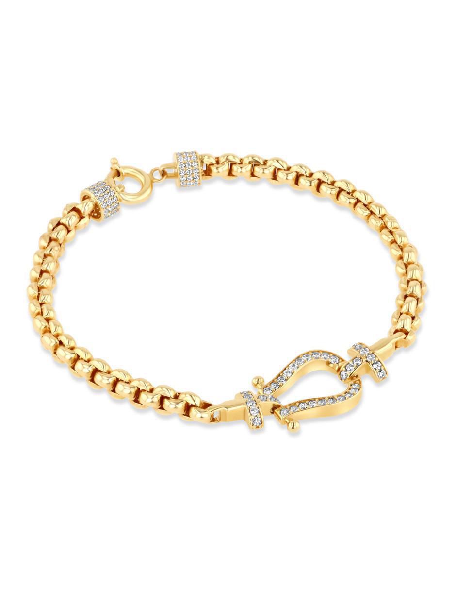 Pulsera de oro amarillo con zirconia 14 k acabado brillante 2