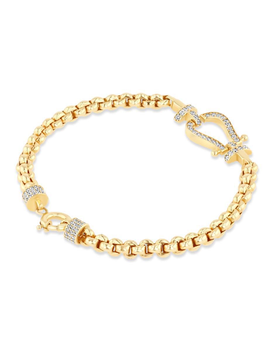 Pulsera de oro amarillo con zirconia 14 k acabado brillante 3