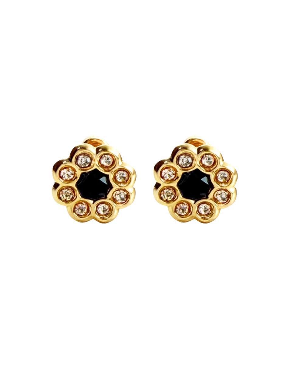 Broqueles de flor de oro 10 K con acabado brillante zirconia Broqueles de flor de oro 10 K con acabado brillante zirconia
